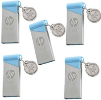 HP v215b Pack of 5 16 GB Pen Drive(Silver, Blue)
