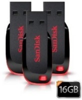 SanDisk Cruzer Blade USB Flash Drive (BLACK & RED) - 3pc 16 GB Pen Drive(Black)   Laptop Accessories  (SanDisk)