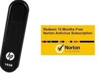 HP V100 W 16 GB Pendrive with FREE Norton Anti-virus 12 Month Subscription (1 PC 1 Year)(Black)