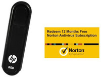 HP V100 W 8 GB Pendrive with FREE Norton Anti-virus 12 Month Subscription (1 PC 1 Year)(Black)