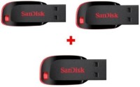View SanDisk SanDisk 16gb pendrive crzer blade pack of 3 16 GB Pen Drive(Multicolor) Laptop Accessories Price Online(SanDisk)