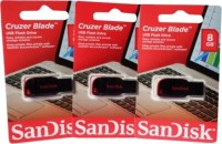 View SanDisk 8gb Pen Drive Cruzer Pack Of 3 8 GB Pen Drive(Multicolor) Laptop Accessories Price Online(SanDisk)