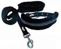 Skora CHARM Black 1 Inch Nylon Fur Medium Dog Collar & Leash Embellished Dog Collar Charm(Black, Round)