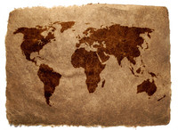 Parchment Map of the World Fine Art Print(18 inch X 24 inch) RS.449.00