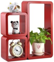 Wooden Art & Toys Na Wooden Wall Shelf(Number of Shelves - 3, Red)   Furniture  (Wooden Art & Toys)