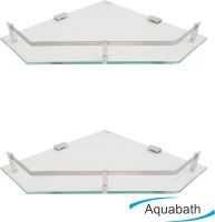 Aquabath Diamond Shape Corner PACK OF 2 15x15 With Brass Material Brass, Glass Wall Shelf(Number of Shelves - 2, Clear)   Furniture  (Aquabath)