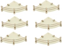 RoyaL Indian Craft Brass Bracket 8 By 8 Inch Full Frosted (Pack of 6) Glass Wall Shelf(Number of Shelves - 6, White, Beige)   Furniture  (royaL indian craft)