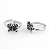 Silvery Silver Toe Ring Set