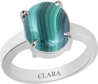 CLARA Certified Daana Firang 7.5 cts or 8.25 ratti 4 Prongs Sterling Silver Malachite Ring