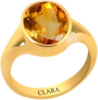 CLARA Citrine Sunehla 3 carat or 3.25ratti Panchdhatu Silver Citrine Yellow Gold Plated Ring
