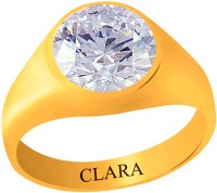 CLARA Zircon 8.3 carat or 9.25ratti Panchdhatu Silver Cubic Zirconia Yellow Gold Plated Ring