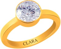 CLARA Zircon 3.9 carat or 4.25ratti Panchdhatu Silver Cubic Zirconia Yellow Gold Plated Ring
