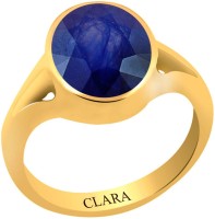 CLARA Blue Sapphire Neelam 3.9 carat or 4.25ratti Panchdhatu Silver Sapphire Yellow Gold Plated Ring