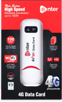 Enter E-D4G+ 4G Router 2.4 GHz 100 Mbps Wifi Speed Dual Band Internal Antenna MiFi (Sim Based)(White)