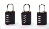 MARK LOUIS 4 Combination Luggage Lock Pack of 3 Safety Lock(Black)
