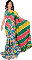 Jiya Self Design, Printed Daily Wear Poly Georgette Saree(Multicolor, Green, Pink, Yellow)