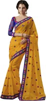 Desi Butik Self Design Fashion Poly Silk Saree(Yellow)