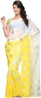 JTInternational Self Design Fashion Poly Georgette Saree(Yellow)