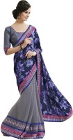 Desi Butik Self Design Fashion Cotton Blend Saree(Purple)