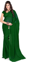 KJS Solid Bollywood Poly Georgette Saree(Dark Green) KJS Solid Bollywood Poly Georgette Saree(Dark Green)