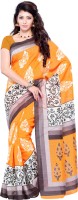 JTInternational Printed Fashion Art Silk Saree(Orange, Grey)