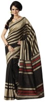 Bhavi Striped Fashion Art Silk Saree(Black, Gold) RS.990.00