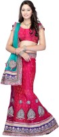 JTInternational Self Design Fashion Cotton Blend Saree(Green, Pink)