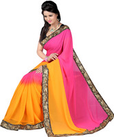Ajamukhi Printed Fashion Chiffon Saree(Pink) RS.699.00