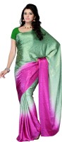 JTInternational Floral Print Fashion Cotton Blend Saree(Purple, Green)