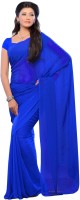 JTInternational Solid Fashion Cotton Blend Saree(Blue)