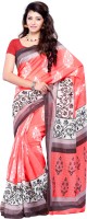 JTInternational Printed Fashion Art Silk Saree(Red, Grey)
