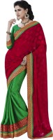 Desi Butik Self Design Fashion Cotton Blend Saree(Red)