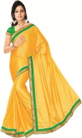 Kanheyas Self Design Daily Wear Handloom Cotton Blend Saree(Yellow)