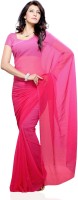 JTInternational Solid Fashion Poly Georgette Saree(Pink)