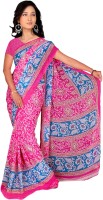 Khoobee Printed Fashion Chiffon Saree(Multicolor, Pink)