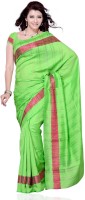 JTInternational Solid Fashion Cotton Blend Saree(Green)
