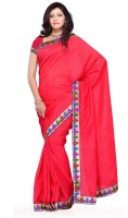 JTInternational Self Design, Solid Fashion Art Silk Saree(Red)