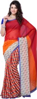 JTInternational Floral Print, Solid, Checkered Fashion Art Silk Saree(Multicolor)