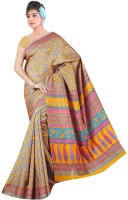Khoobee Printed Fashion Tussar Silk Saree(Multicolor)