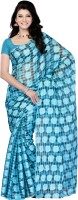 JTInternational Printed, Checkered Fashion Cotton Blend Saree(Blue)
