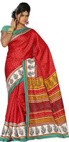 Ajamukhi Printed Fashion Georgette Saree(Red) RS.649.00