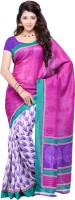 JTInternational Printed Fashion Art Silk Saree(White, Pink)