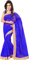 Aruna Sarees Self Design Fashion Handloom Brasso Saree(Blue) RS.630.00