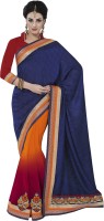 Desi Butik Self Design Fashion Cotton Blend Saree(Purple)