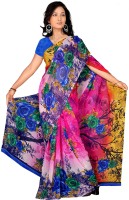 Khoobee Printed Fashion Poly Georgette Saree(Multicolor)