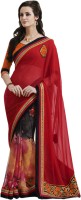 Desi Butik Self Design Fashion Chiffon Saree(Red)