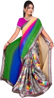 Jiya Geometric Print Fashion Poly Crepe Saree(Multicolor)