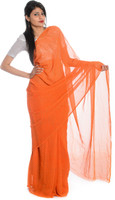 Aaradhya Fashion Printed Leheria Handloom Poly Georgette Saree(Orange) Aaradhya Fashion Printed Leheria Handloom Poly Georgette Saree(Orange)