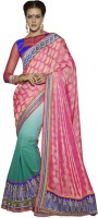 Desi Butik Self Design Fashion Cotton Blend Saree(Pink)