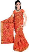 Desi Butik Embroidered Fashion Poly Chanderi Saree(Orange)